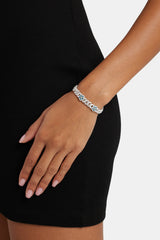 8mm Iced Blue CZ Floral Prong Bracelet