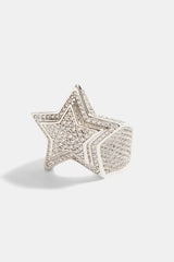 925 22mm Iced CZ Star Signet Ring