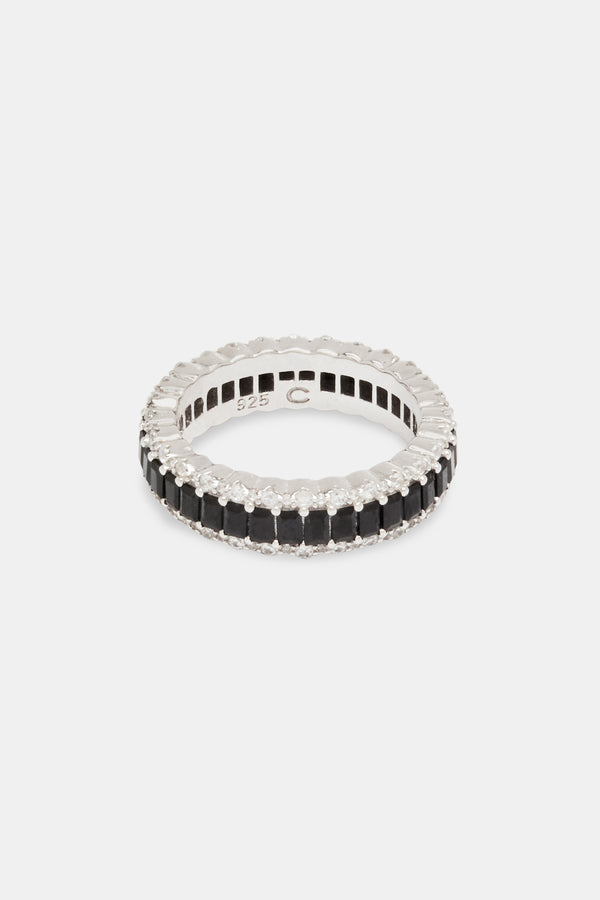 925 Black CZ Baguette Band Ring