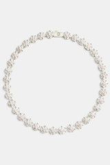 9mm Iced CZ Clear Flower Tennis Necklace