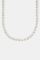 9mm Iced CZ Clear Flower Tennis Necklace