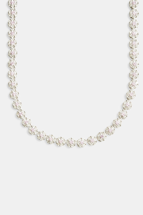 9mm Iced CZ Clear Flower Tennis Necklace