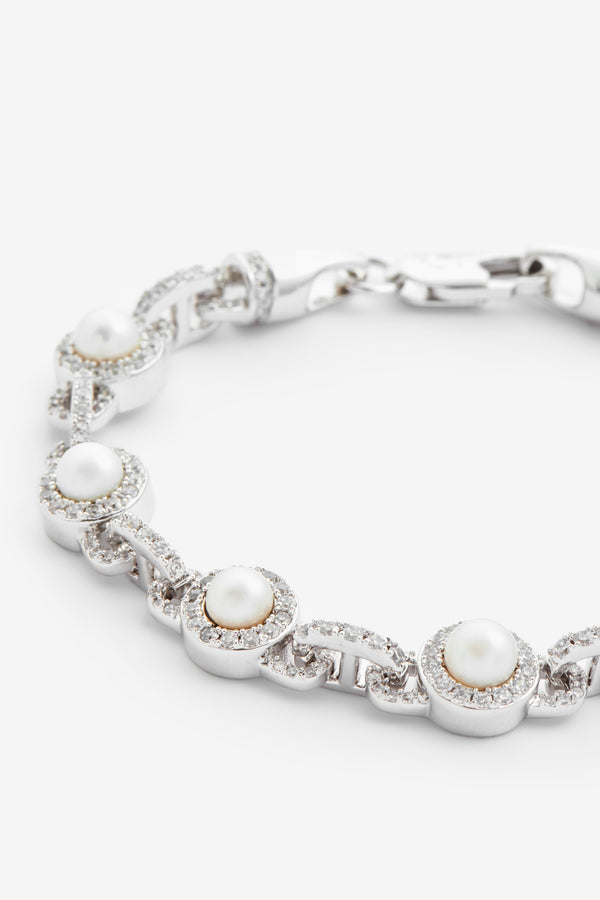 9mm Iced & Freshwater Pearl Bracelet