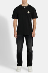 Washed Cernucci Spade Playing Card Oversized T-Shirt - Black