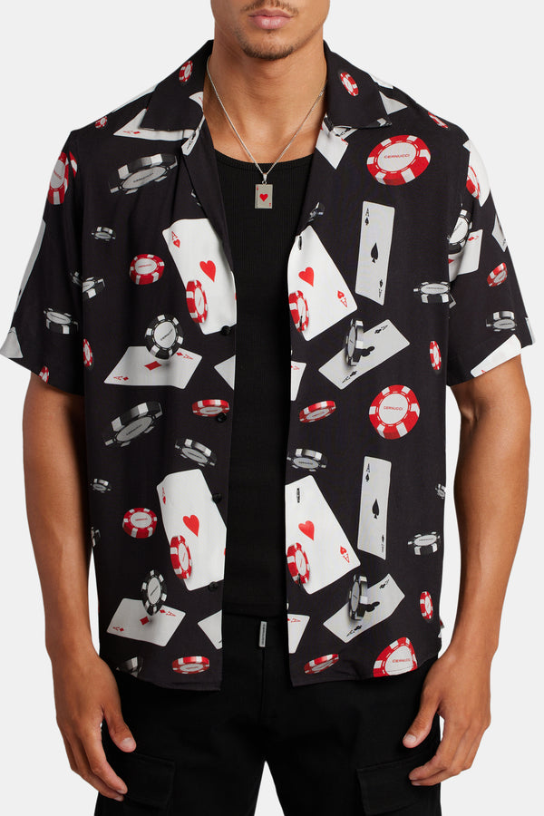 Poker Chip Print Shirt - Black