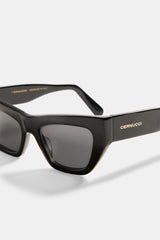 Angled Square Acetate Sunglasses - Black