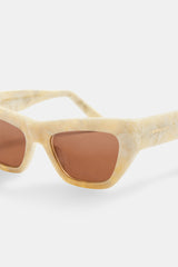 Angled Square Marble Acetate Sunglasses - Multi