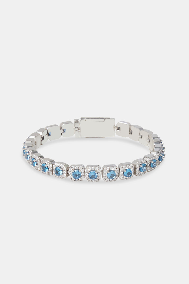 7mm Clustered Blue Tennis Bracelet