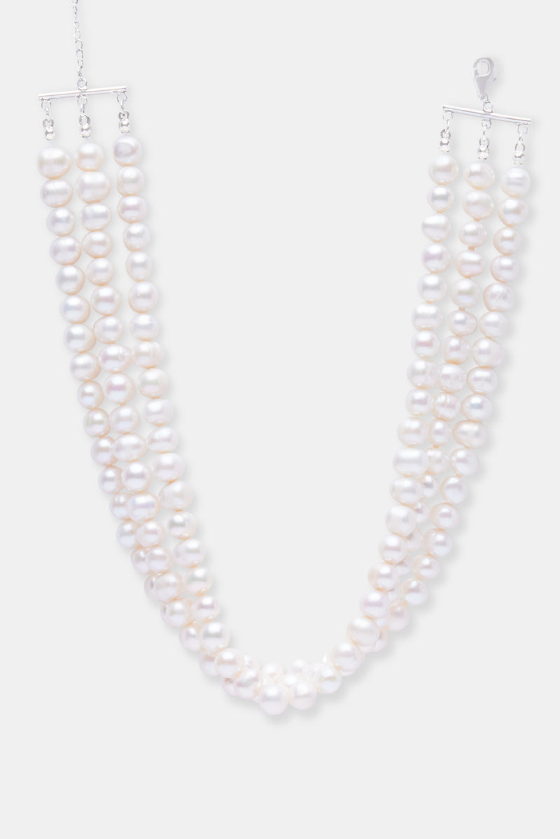 Freshwater Large Pearl Triple Layer Choker