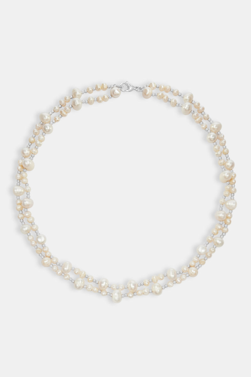 Freshwater Pearl Double Layer Necklace - White