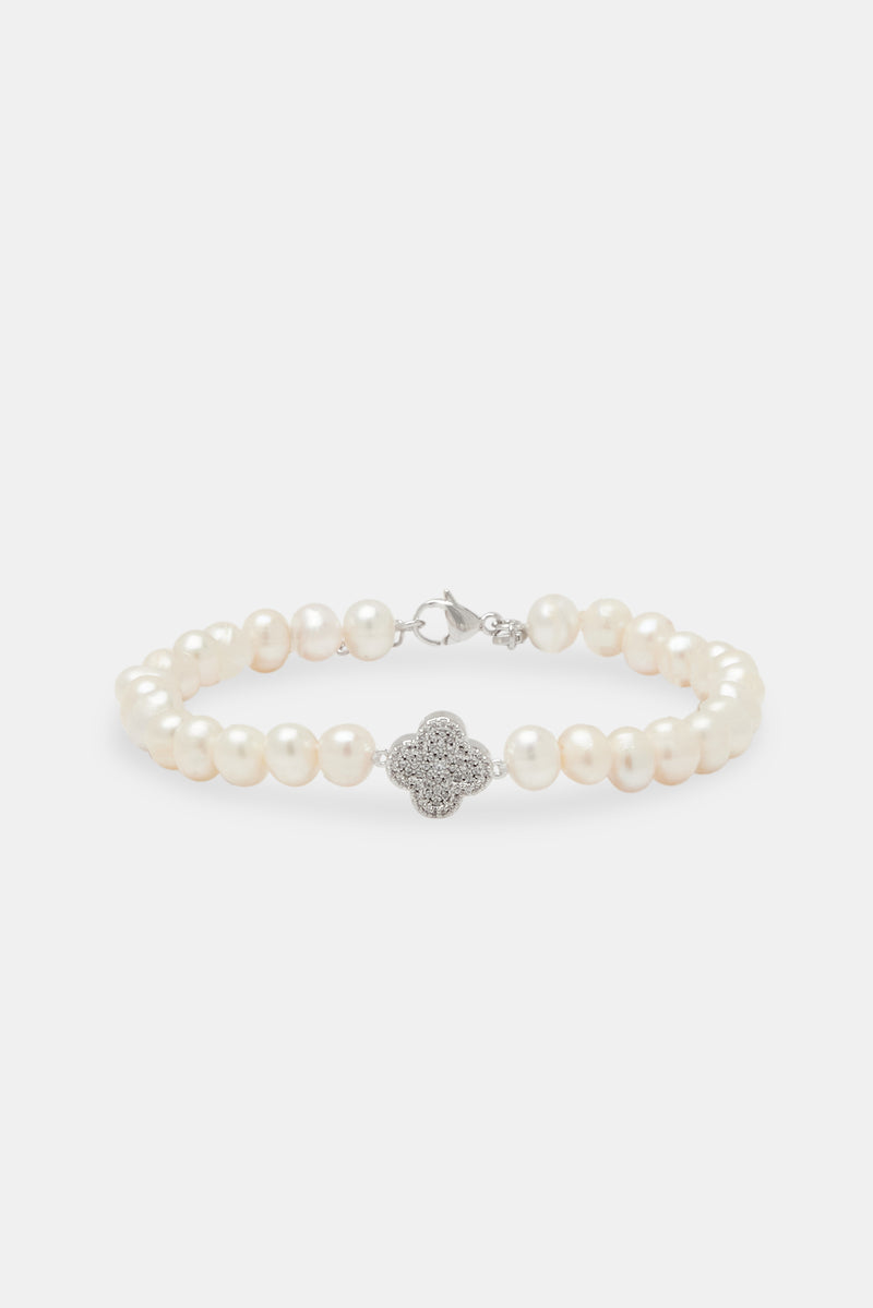 Freshwater Pearl Iced Motif Bracelet - 6mm