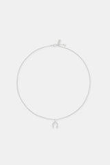 20mm Iced Horseshoe Necklace - White