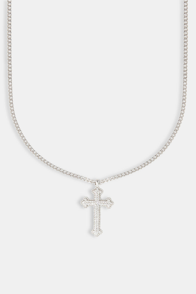 Iced Pave Cross Necklace - 30mm