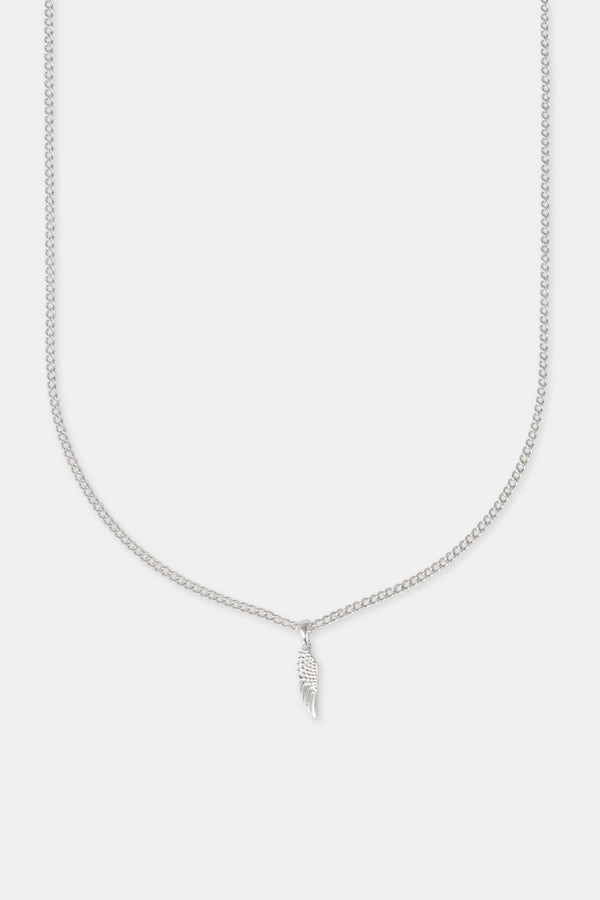 15mm Micro Angel Wing Necklace - White