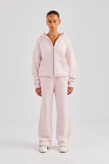 Hooded Zip Through Knitted Jumper - Baby Pink