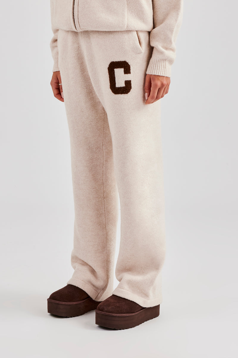 Knitted Wide Leg Jogger - Off White