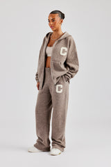 Knitted Zip Through Tracksuit - Taupe