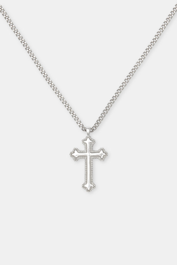 Polished Cross Necklace - White