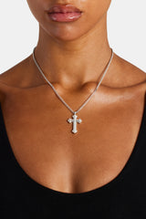 Polished Cross Necklace - White