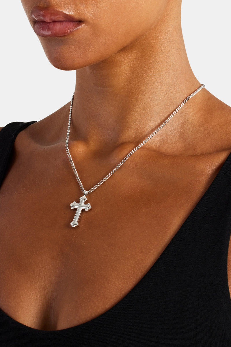 Polished Cross Necklace - White