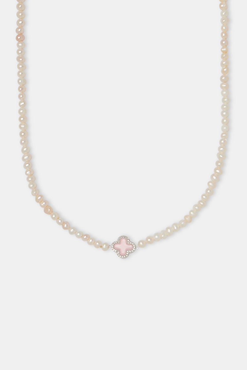 Pink Motif Freshwater Pearl Necklace - 4mm