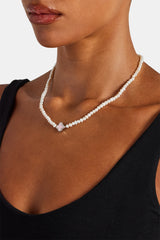 Pink Motif Freshwater Pearl Necklace - 4mm