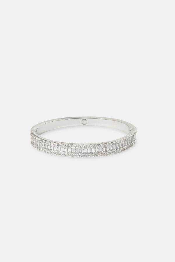 Baguette Tennis Bangle - White 8mm