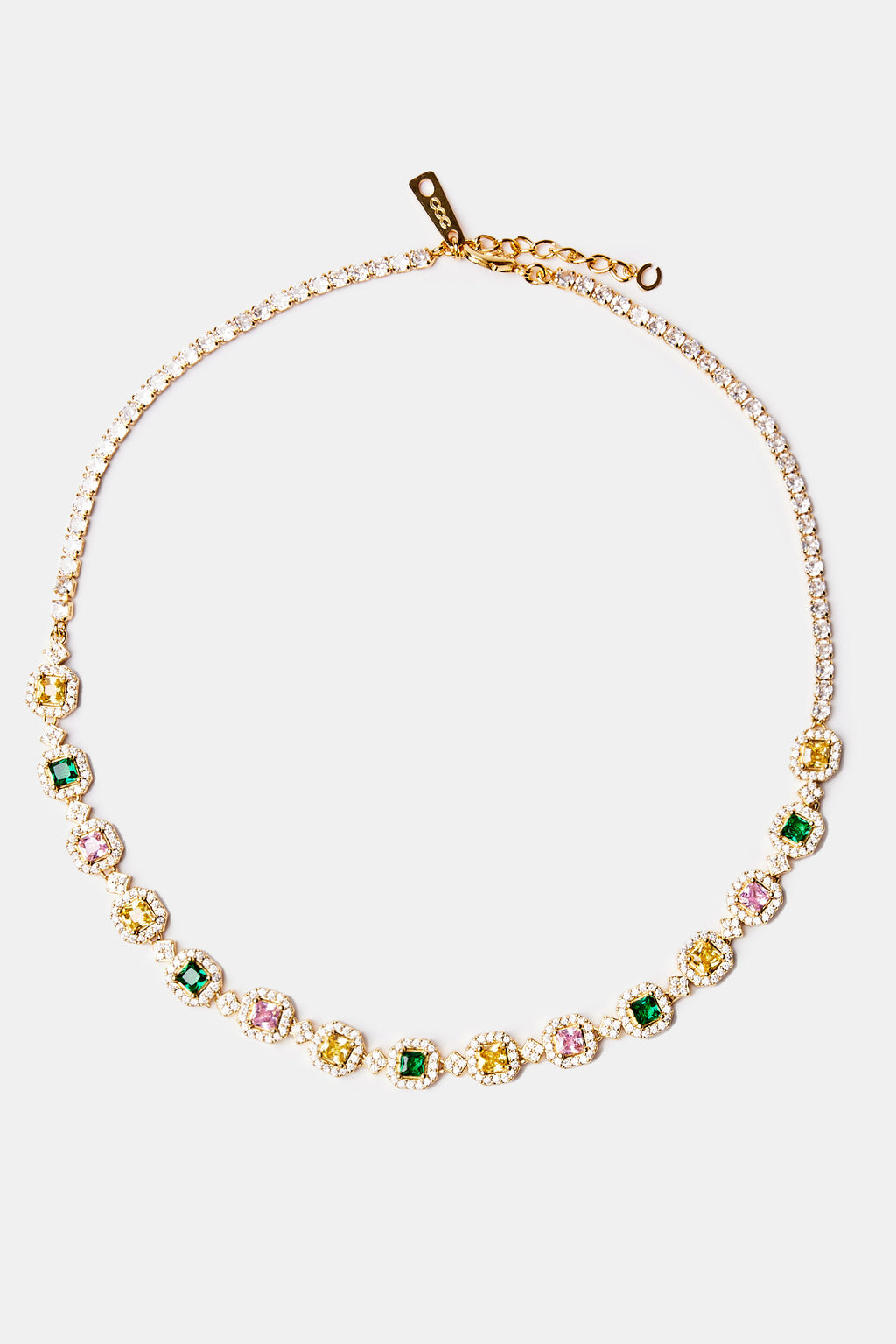 Multi Colour Cluster Tennis Chain - Gold | Womens Chains | Shop Tennis ...