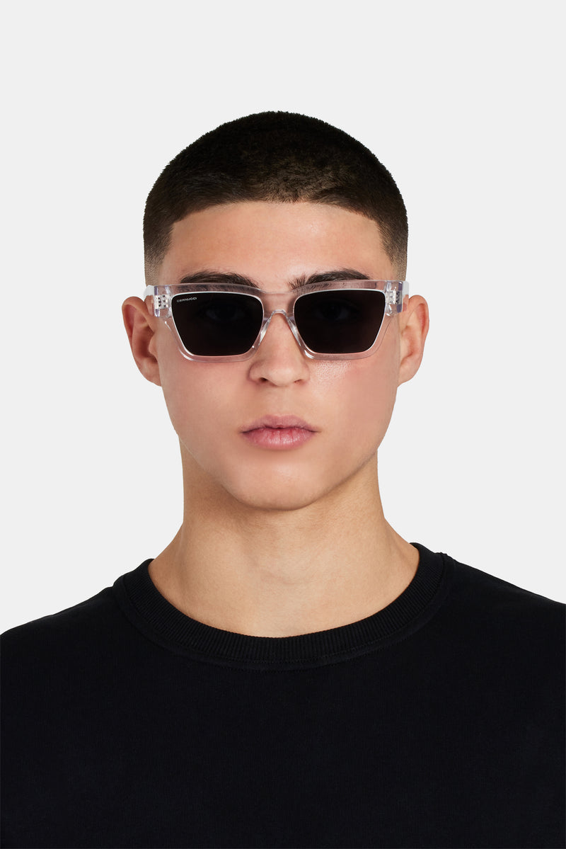 Beseled Chunky Square Acetate Frame Sunglasses - Crystal