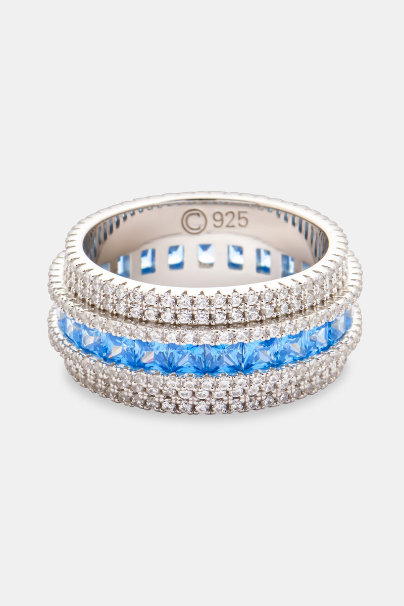 Iced Row Ring - Blue