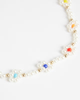 Flower Shape Seed & Colour Beads Freshwater Pearl Necklace