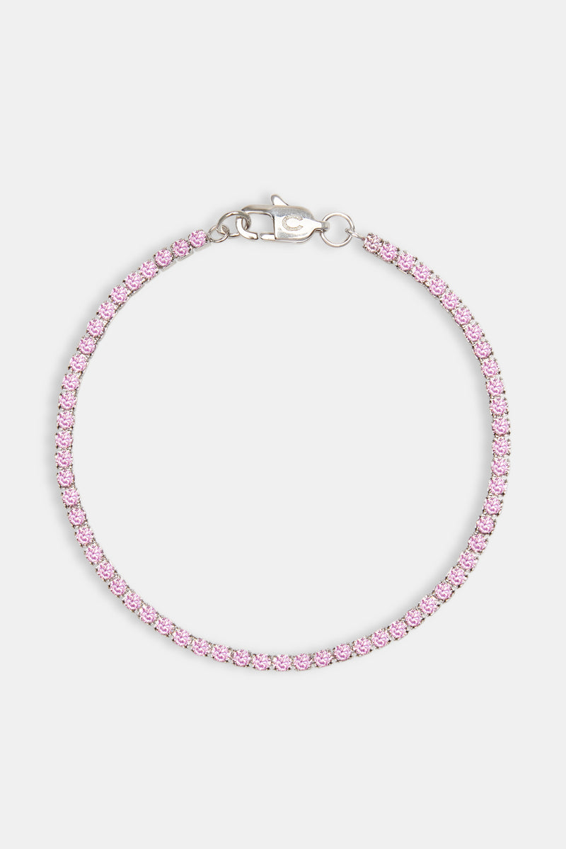 2.5mm Womens Micro Tennis Bracelet - Pink