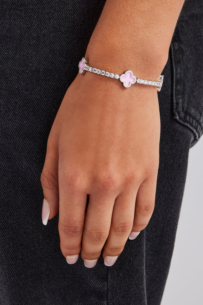 Pink Motif Tennis Bracelet - 12mm