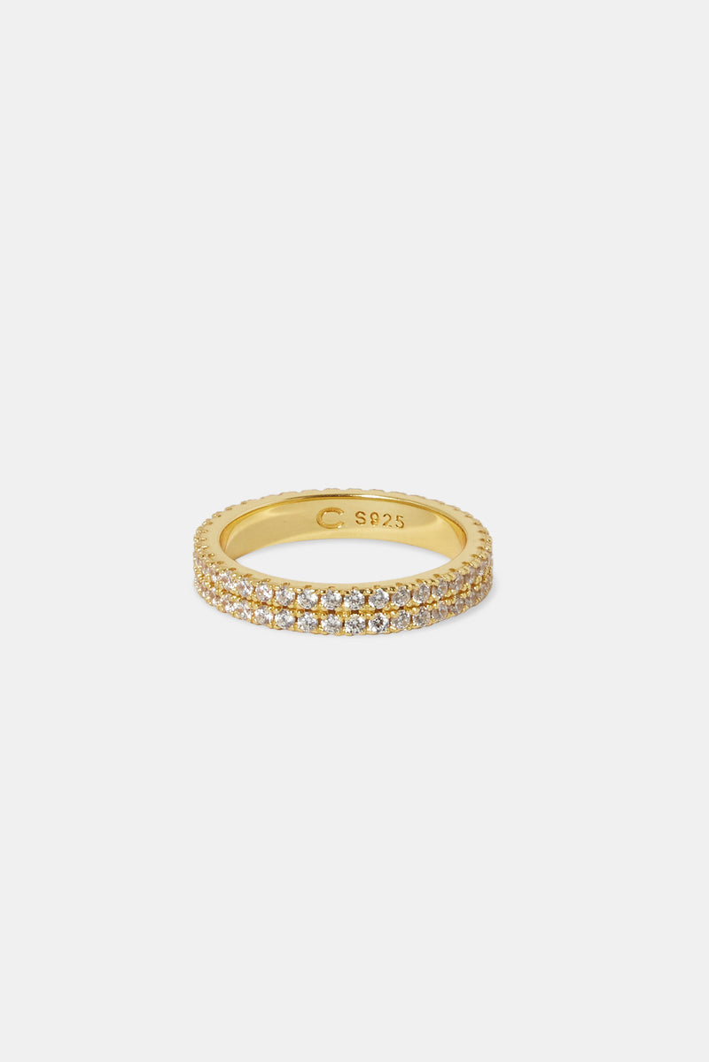 4mm Womens 925 CZ Tennis Ring - Gold