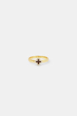 6mm Chocolate Enamel Motif Band Ring - Gold