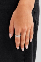 Polished Iced Panelled Ring - 6mm