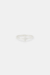 8mm Iced Pave Cross Motif Ring - White