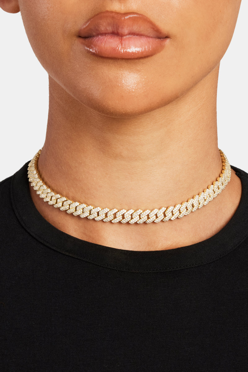 8mm Gold Plated Prong Cuban Choker