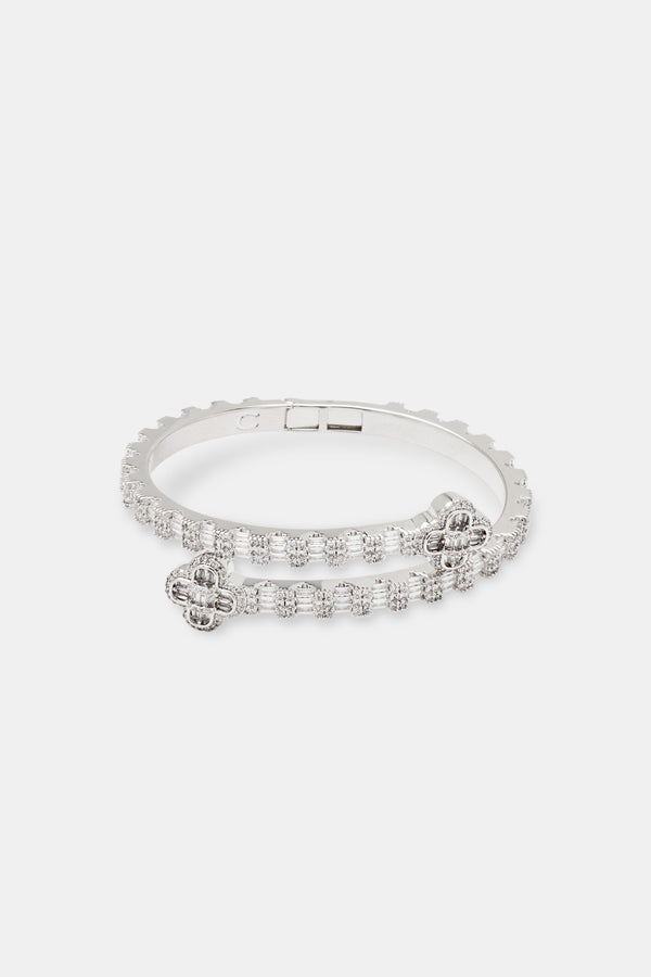 Iced Motif Baguette Bangle - 8mm