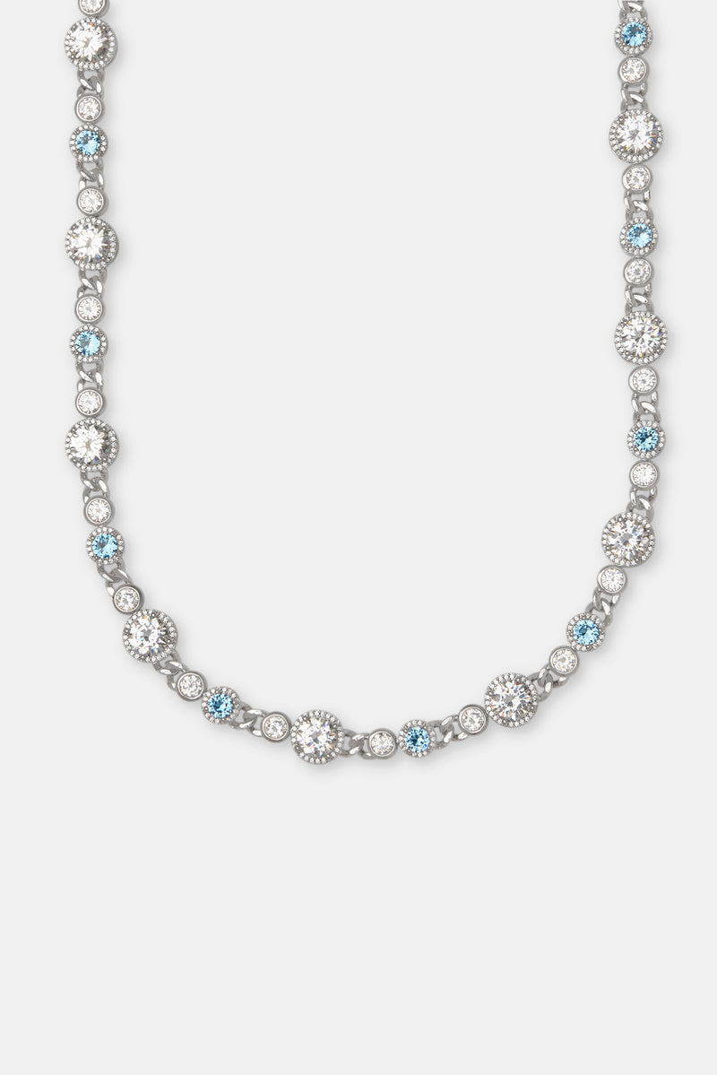 Iced Blue & Clear Stone Cuban Chain - 10mm