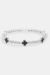 Black Motif Tennis Bracelet - White 5mm