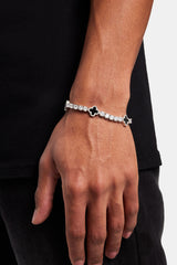 Black Motif Tennis Bracelet - White 5mm