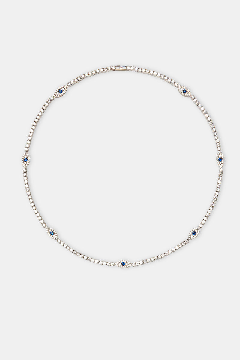 Blue Evil Eye Tennis Chain - 3mm