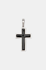 Black Enamel Micro Cross Pendant - 15mm