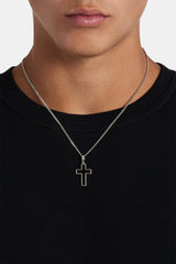 Black Enamel Micro Cross Pendant - 15mm