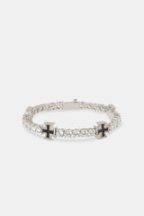 Black Cross Motif Tennis Bracelet - 5mm