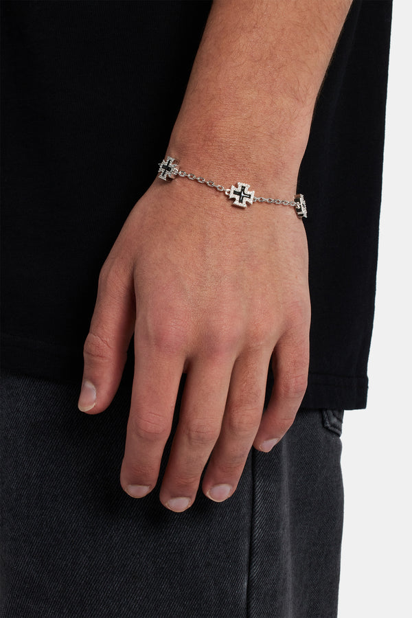 Black Enamel Cross Motif Bracelet