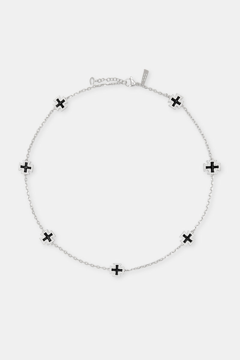 Black Enamel Cross Motif Chain