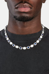 Opal & Blue Gemstone Chain - White