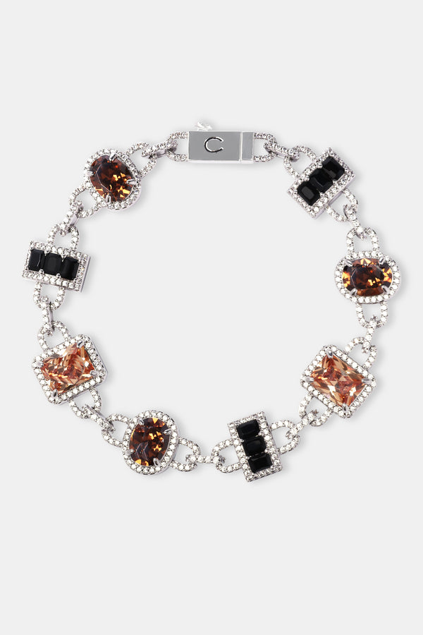 Iced Chocolate Mixed Shape Gemstone Bracelet - White